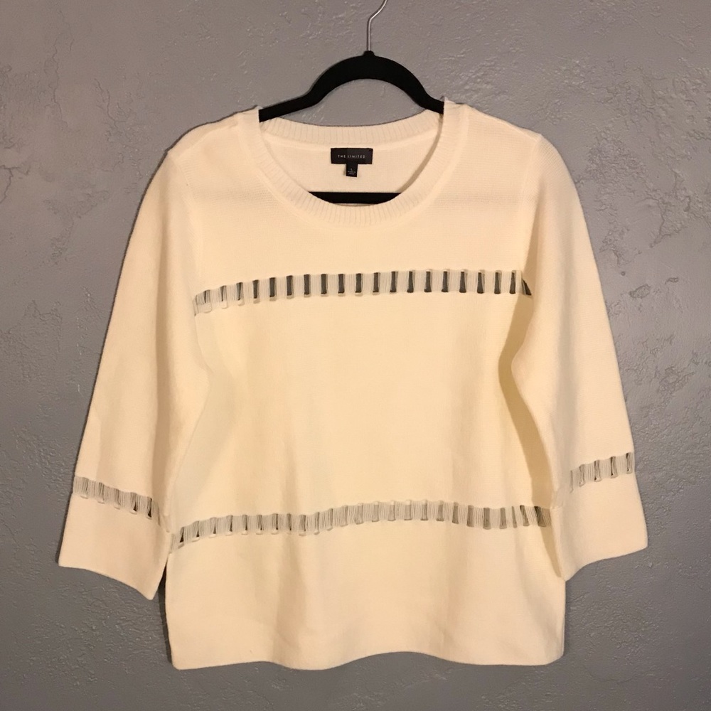 NWOT-The Limited sweater w/ cut outs in color cream and size L